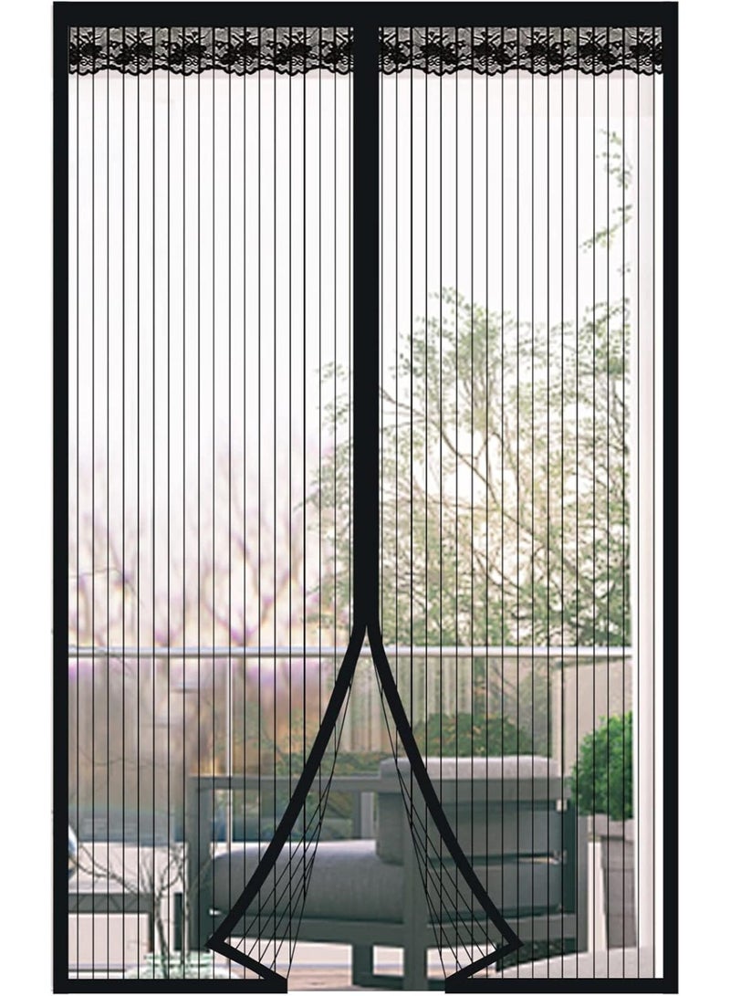 Fly Screen Door, 90 x 200 cm, Insect Protection Curtain for Balcony, No Drilling, Mosquito Net for Living Room, Patio, Black - Image 1